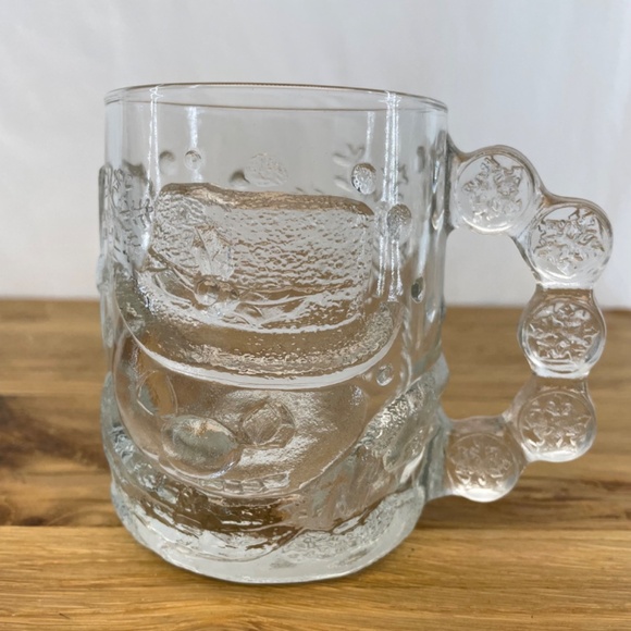 Luminarc USA Clear Glass 3D Christmas Holiday Snowman Santa 2 Mugs VINTAGE - Picture 5 of 10